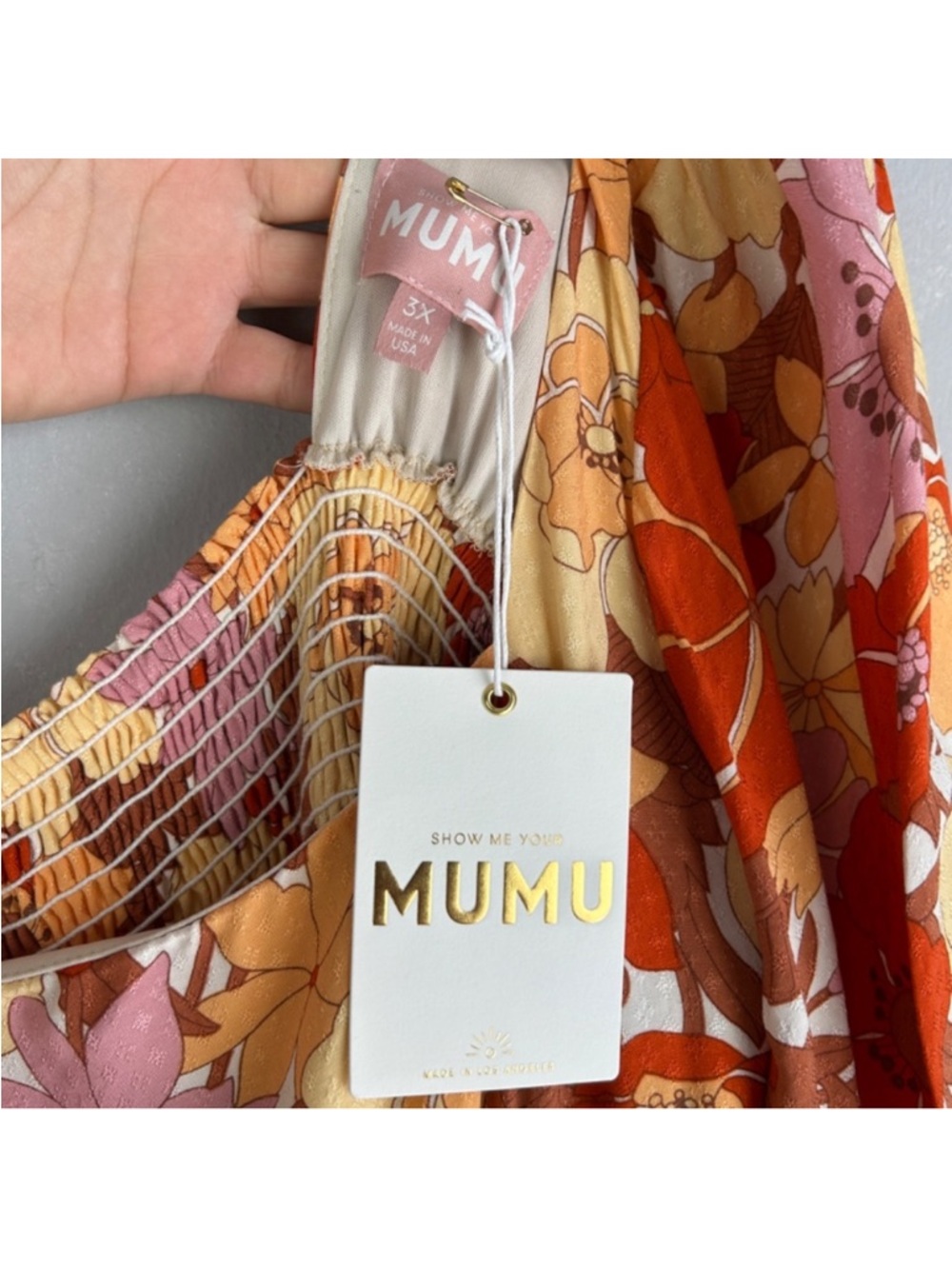 Show Me Your MuMu Orange Floral Puff-Sleeve Midi Dress - Picture 10 of 10